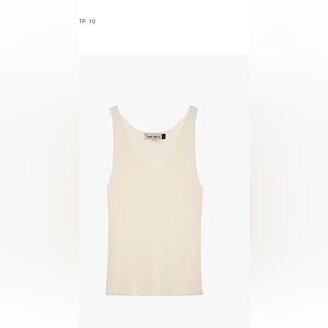 Zara srpls surplus Off-White V-Neck Knit tank Top sleeveless Racerback sweater